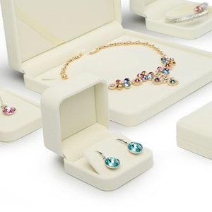 Creamy White Jewelry Gift Box, Jewelry Packaging Box,Earring Box,Necklace Box, Bangle Box,Luxury Velvet Jewelry Box for Jewelry Display