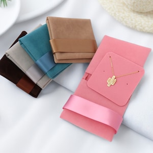 7 colors Folded Jewelry Pouch with Insert, Necklace Pouches, Earring Pouches, Jewelry organizer, Jewelry Packaging, Gift Pouches