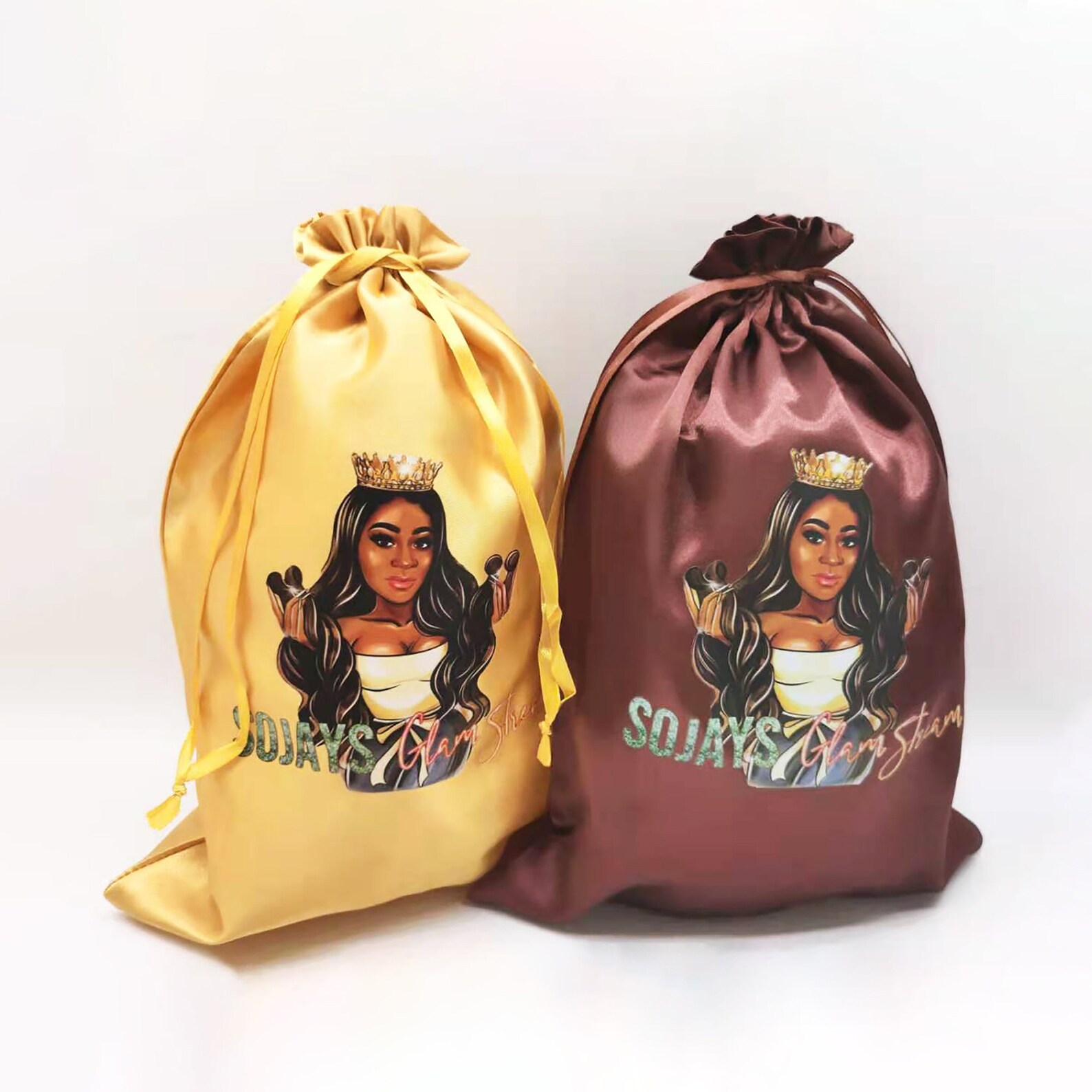 50 Pcs Personalized Satin Silk Bags for Hair Extension Etsy