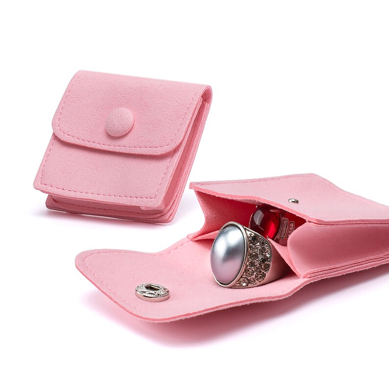 9 Colors Microfiber Jewelry Pouch With Divider Snap Fastener Etsy