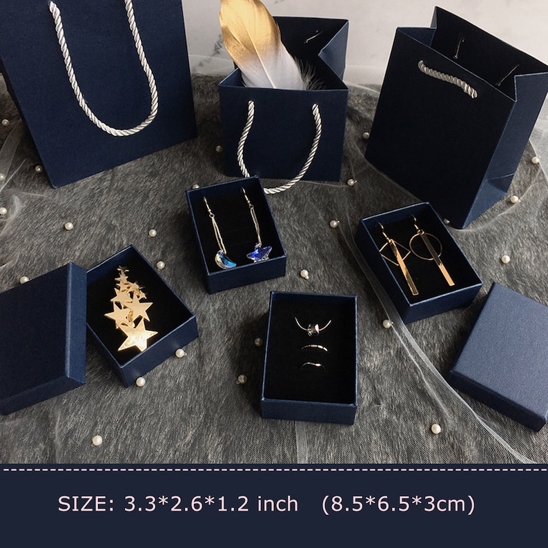 Navy Blue Gift box,Jewelry Paper box, Craft Gift Box,Jewelry packaging,Watch box,Deep blue Jewelry Packing box,Package bag, Gift bag Box 3.3*2.6*1.2"