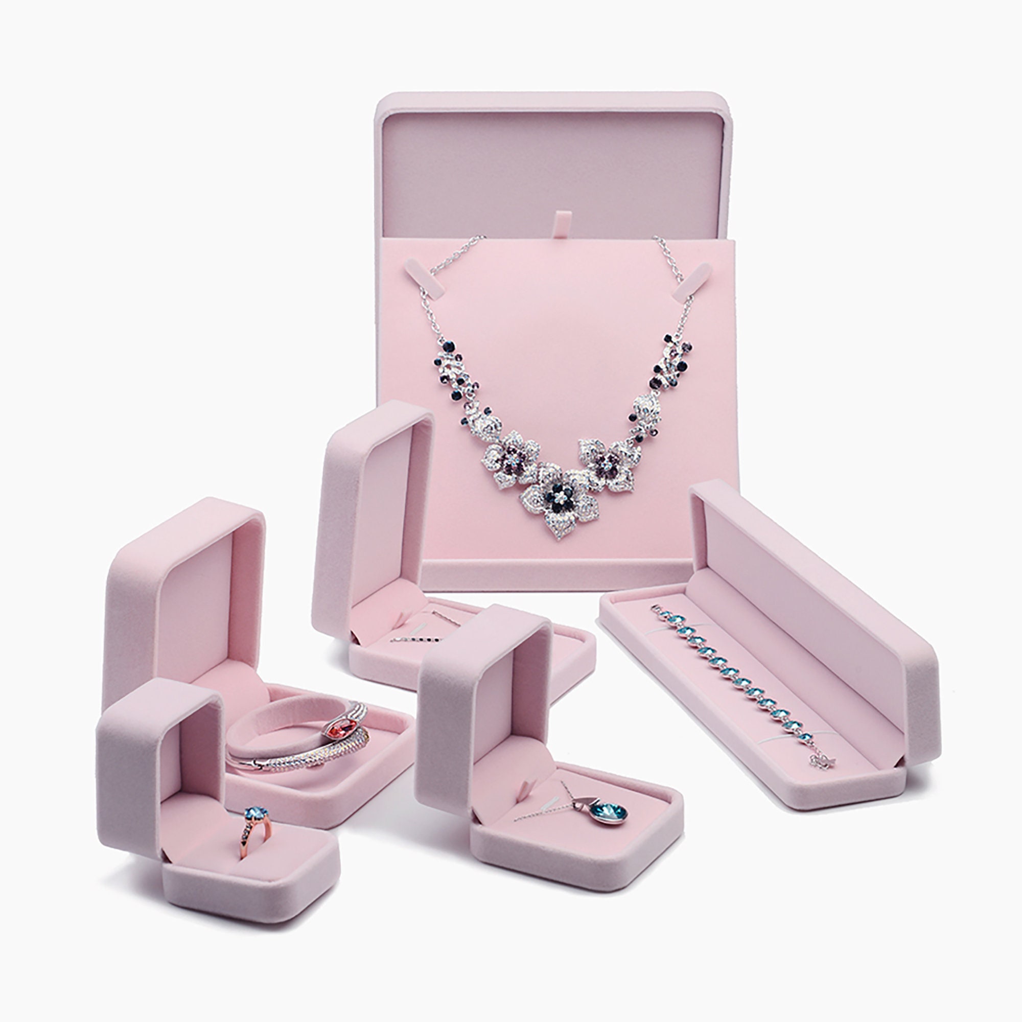 Pink/Deep Gray Jewelry Gift Box Packaging Box Light Pink Etsy