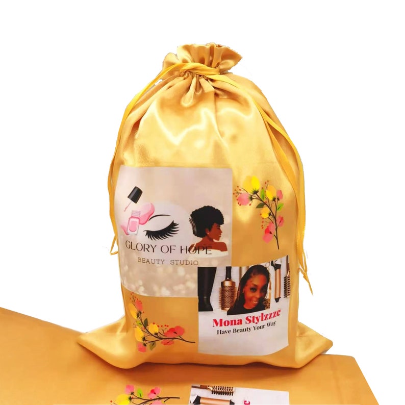 50 Pcs Personalized Satin Silk Bags for Hair Extension Etsy