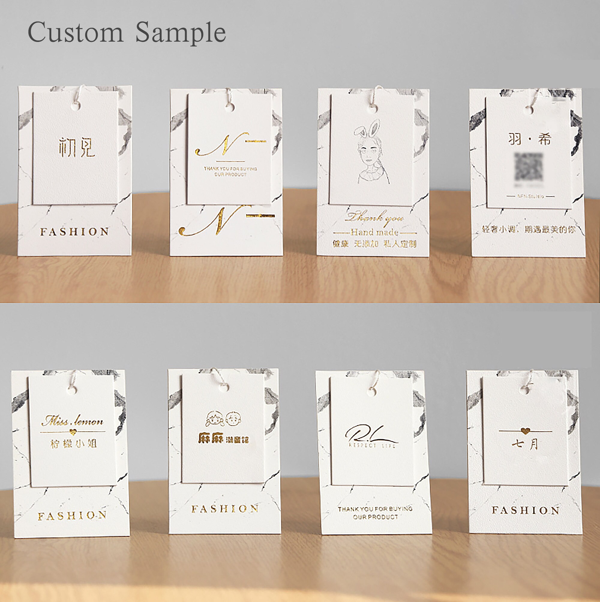 100 Custom Clothing Hang Tag With String Craft Paper Gold Etsy