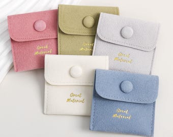 Bolsa de terciopelo para joyería, bolsa con cierre a presión, bolsa para empaquetar joyas, bolsa personalizada para collares, bolsa pequeña personalizada para joyería.