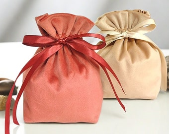 10-200 Silky Velvet Drawstring Bags Wedding Favor bags, Bulk Velvet Pouch, Rosary Pouches, Expand Bottom Candy Pouches  Gift Packaging Bags