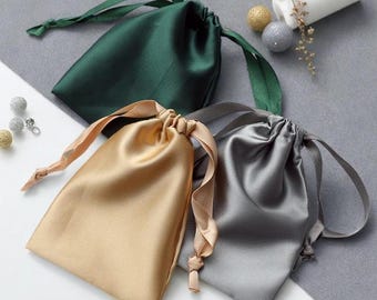 14 Colors Satin Drawstring Bag, Jewelry Packaging bag, Eye Mask Satin Pouch, Gift Bag, Wigs Bag, 12x15cm, Jewelry storage, Wedding favor bag