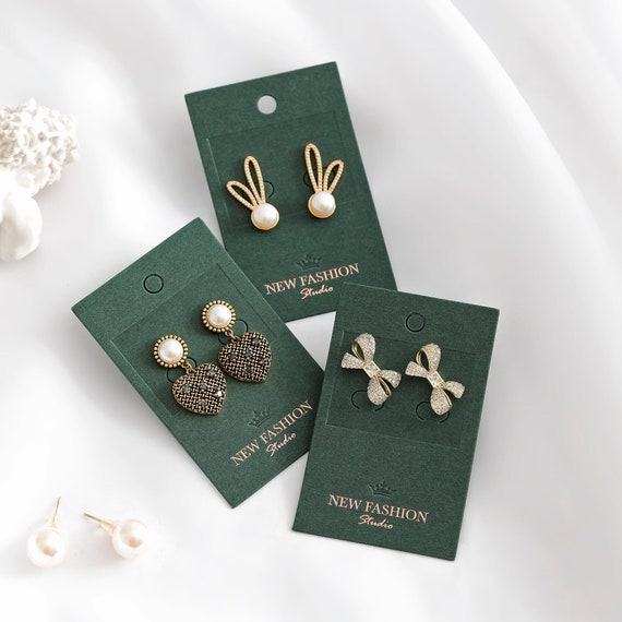 500pcs Custom Emerald Earring Cards, Embossing Earring Display Cards, Jewelry  Display Cards, Necklace Cards, Dangle Earring Packaging Cards 