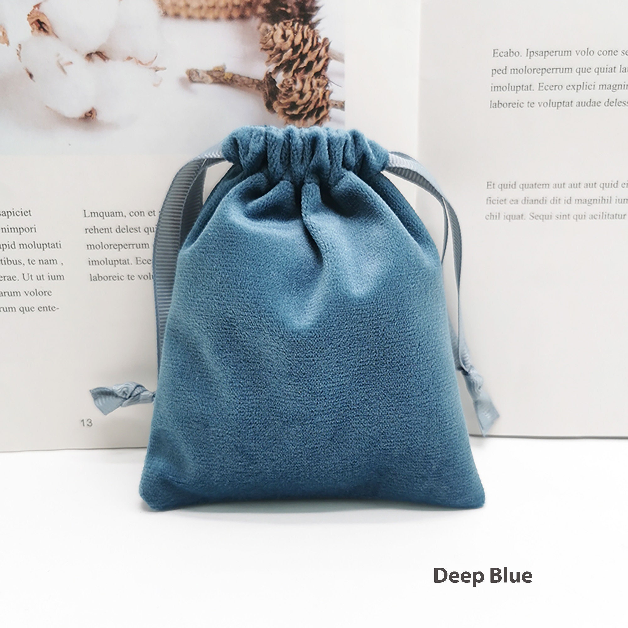 Lot Of 50 Blue Velvet Drawstring Pouches - 3x3.5 Inch Small Coin & Jewelry Bags