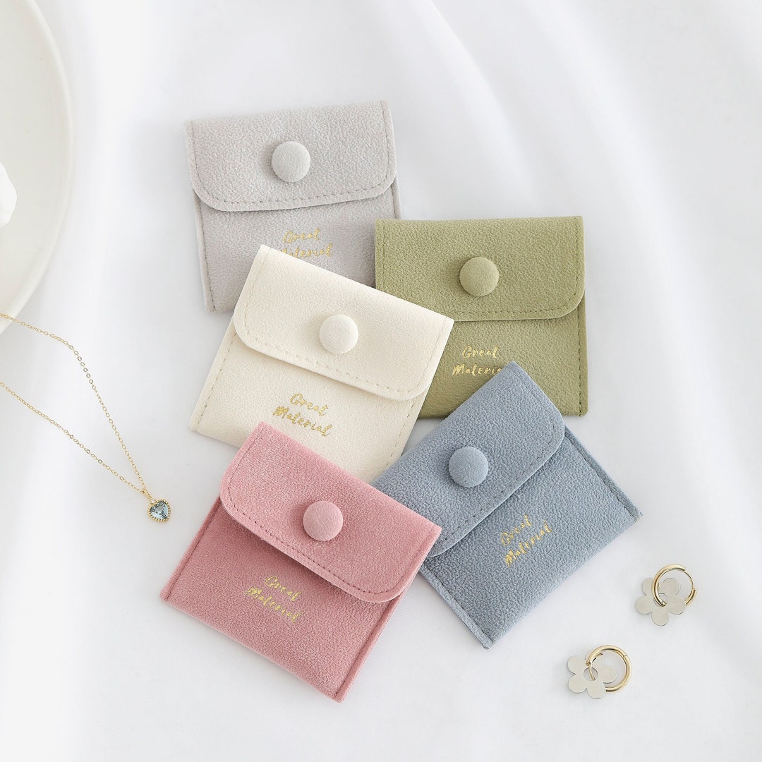 50 Custom Velvet Jewelry Pouch 7x7cm Jewelry Pouch Button Etsy