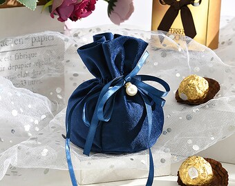 NC 10 x grandi sacchetti regalo in velluto con cordoncino, 20 x 25 cm