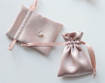 Small Jewelry Pouches, 7.5x10cm, Pearl Satin Jewelry Packaging bag, Wedding Favor,Wholesale Jewelry pouches with logo, Drawstring pouches