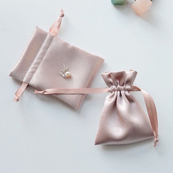 Small Jewelry Pouches, 7.5x10cm, Pearl Satin Jewelry Packaging bag, Wedding Favor,Wholesale Jewelry pouches with logo, Drawstring pouches