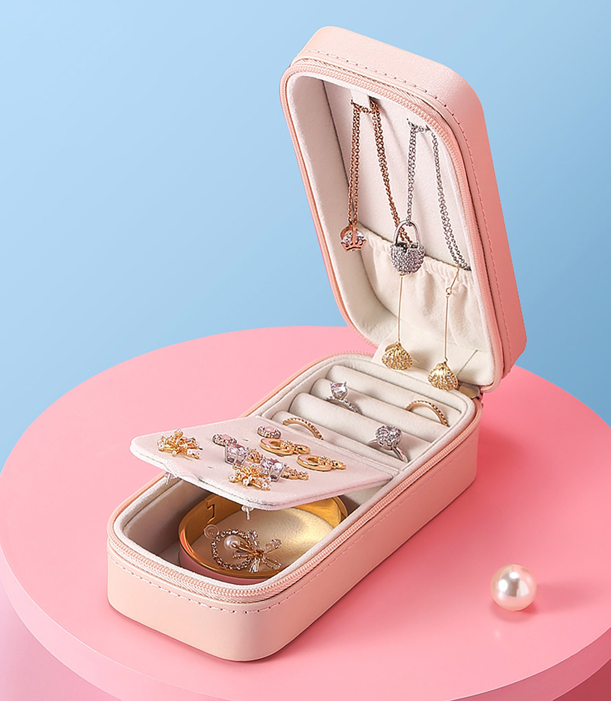 Rectangle Zippered Jewelry Organizer Small Travel Jewelry Etsy