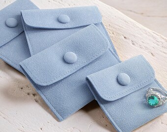 Dusty Blue Envelope Jewelry Pouch, Small Velvet Jewelry Pouch