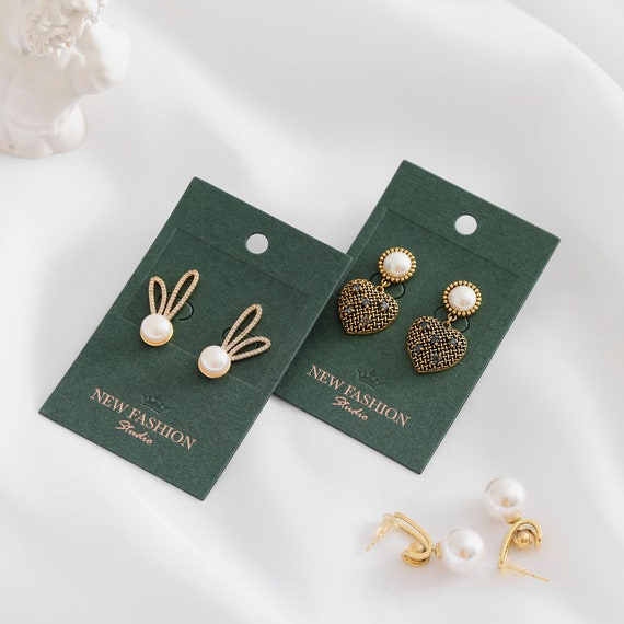 500pcs Custom Emerald Earring Cards, Embossing Earring Display