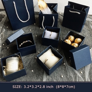 Navy Blue Gift box,Jewelry Paper box, Craft Gift Box,Jewelry packaging,Watch box,Deep blue Jewelry Packing box,Package bag, Gift bag image 8