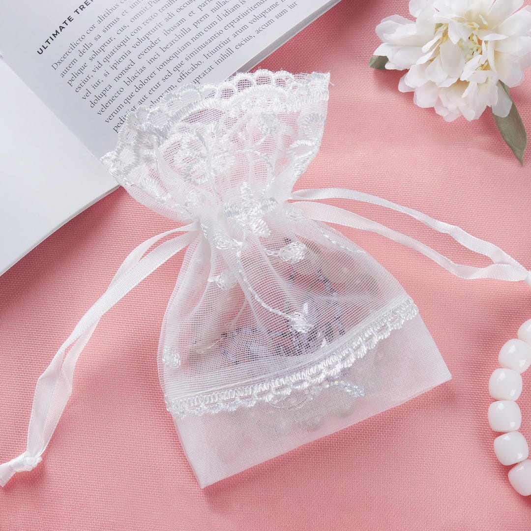 Organza Bags Drawstring Gift Bags,white Lace Pouches, Jewelry