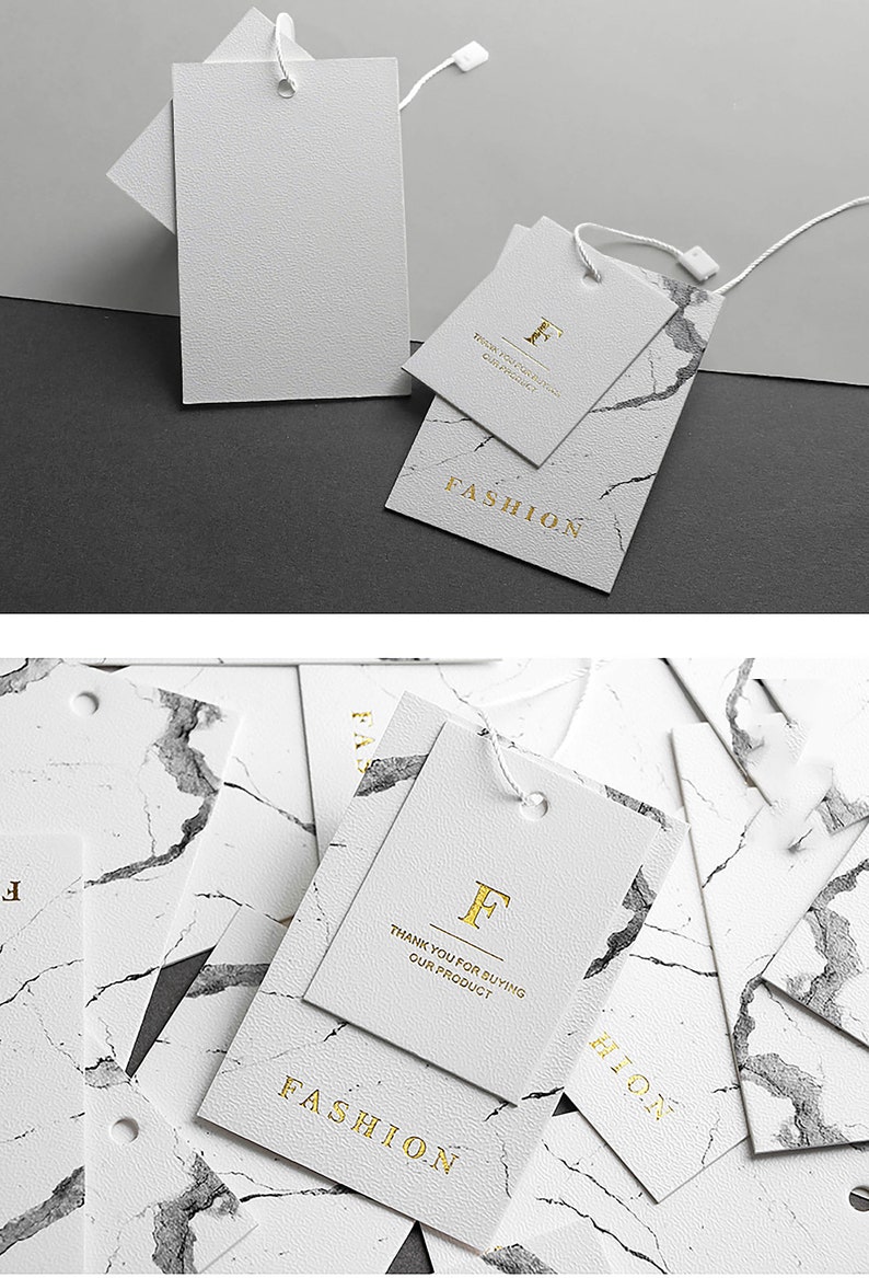 100 Custom Clothing Hang Tag With String Craft Paper Gold Etsy