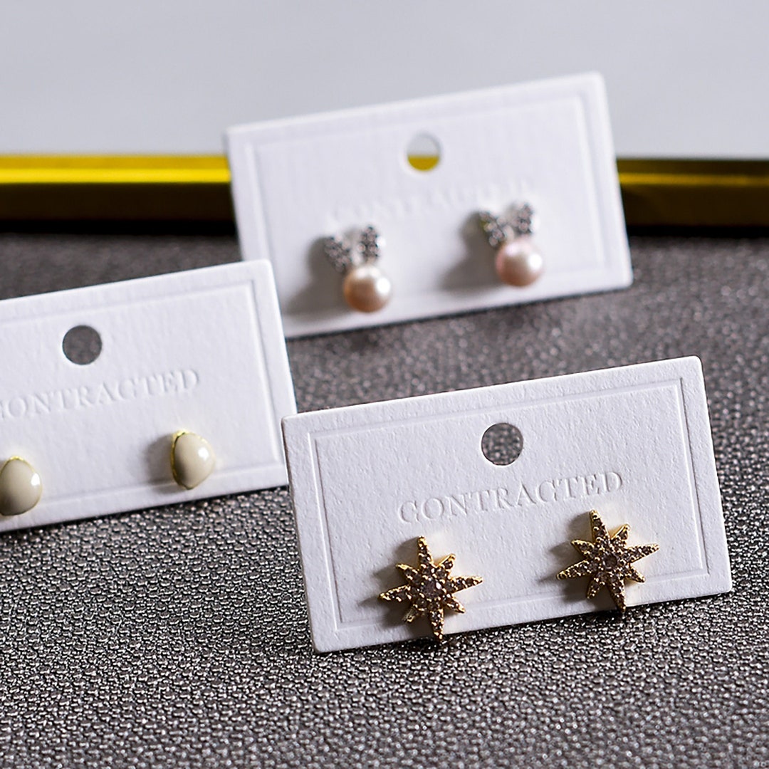 100 Set Earring Cards Earring Display Cards for Stud Earring Dangle Earring  Holder for Selling White Black Khaki Card