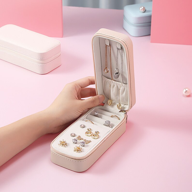 Rectangle Zippered Jewelry Organizer Small Travel Jewelry Etsy