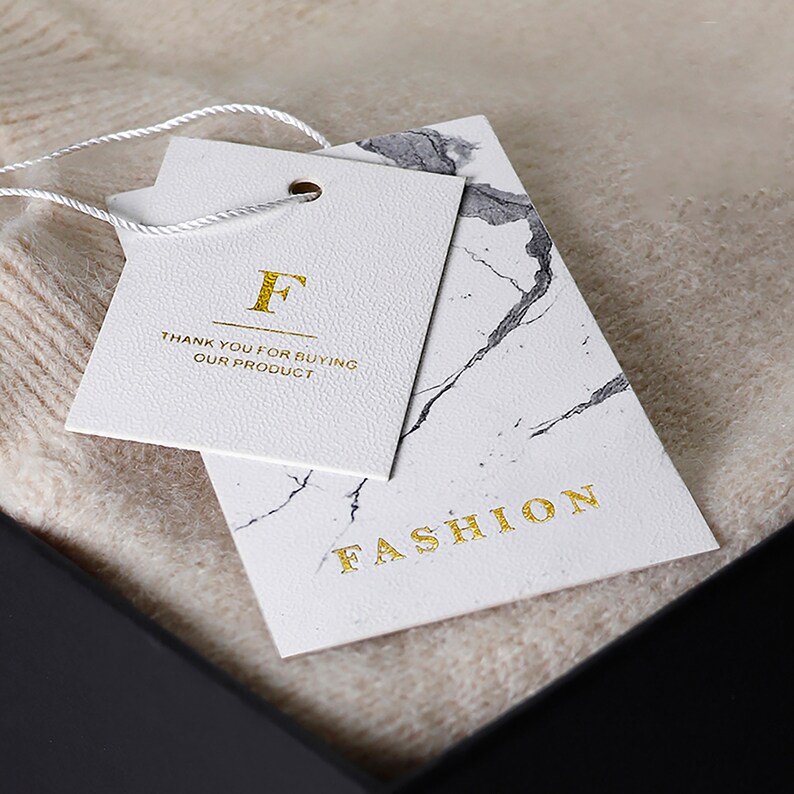 100 Custom Clothing Hang Tag With String Craft Paper Gold Etsy