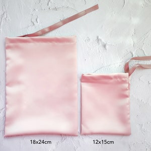 Silk Drawstring Bag,Custom Pink Green Black White Silk Pouch,Silk Bags 12x15cm,Jewelry storage pouch, rosary, gift bag,wedding favor bag image 5