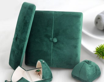 Emerald Velvet jewelry Box, Necklace Box, Ring Box, Double Ring Box, Green Jewelry Set Box, Bangle Box, Pendant Box, Velvet Necklace Box