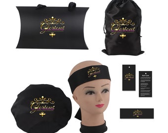 customize logo bonnets and silk wraps hearwrap hair wig edge scarf wholesale