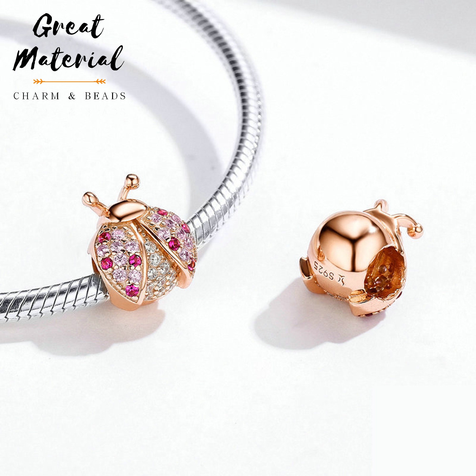 Rose Gold Ladybug Charm Fit Pandora Disney Bracelet Pandora Etsy