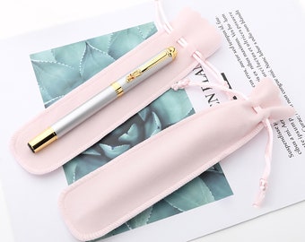 10 Pcs Velvet Pen Pouch Sleeve Holder Single Pen Bag Case Drawstring Pencil Bag