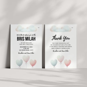Invitation Brit Milah, MODÈLE CANVA, Circoncision, Invitation Upshernish, Nommage de bébé juif, cartes de remerciement cadeau bébé, Baby Shower, Bris