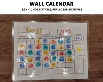 Preschool monthly calendar, kindergarten calendar printable, busy book for toddlers, montessori calendar for kids, homeschool resources