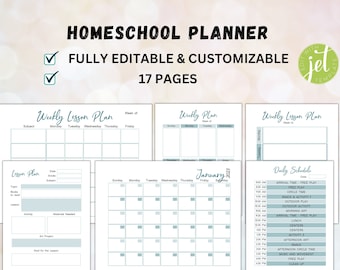 EDITABLE Homeschool Planner, Teacher Planner, preschool classroom, Home school Mom, Lesson Planner, Weekly Schedule, wall calendar