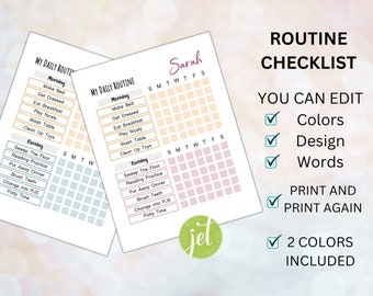 Editable Daily Routine, Morning Routine, Bedtime Checklist, Visual Schedule, Bedtime routine, bedtime chart, behavior chart, reward chart