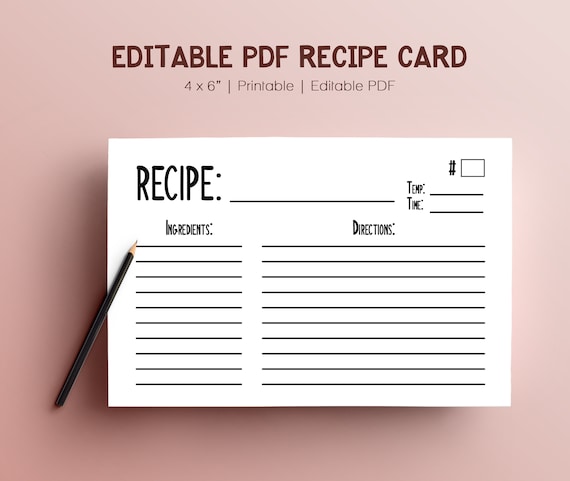 Recipe Book Template, EDITABLE Recipe Sheet Template, Recipe Cards