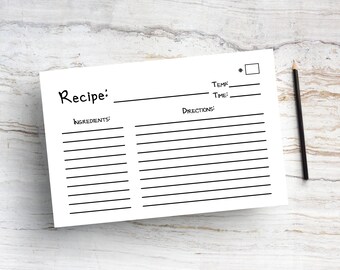 Blank Recipe Cards Printable, Index Card Template, Grandma Recipe Book Custom, Recipes for Kitchen, bridal shower kitchen gifts, gift from