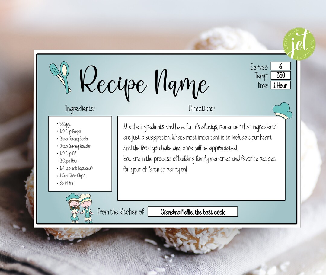 Editable Recipe Cards 4x6 Printable Recipe Template Recipes - Etsy