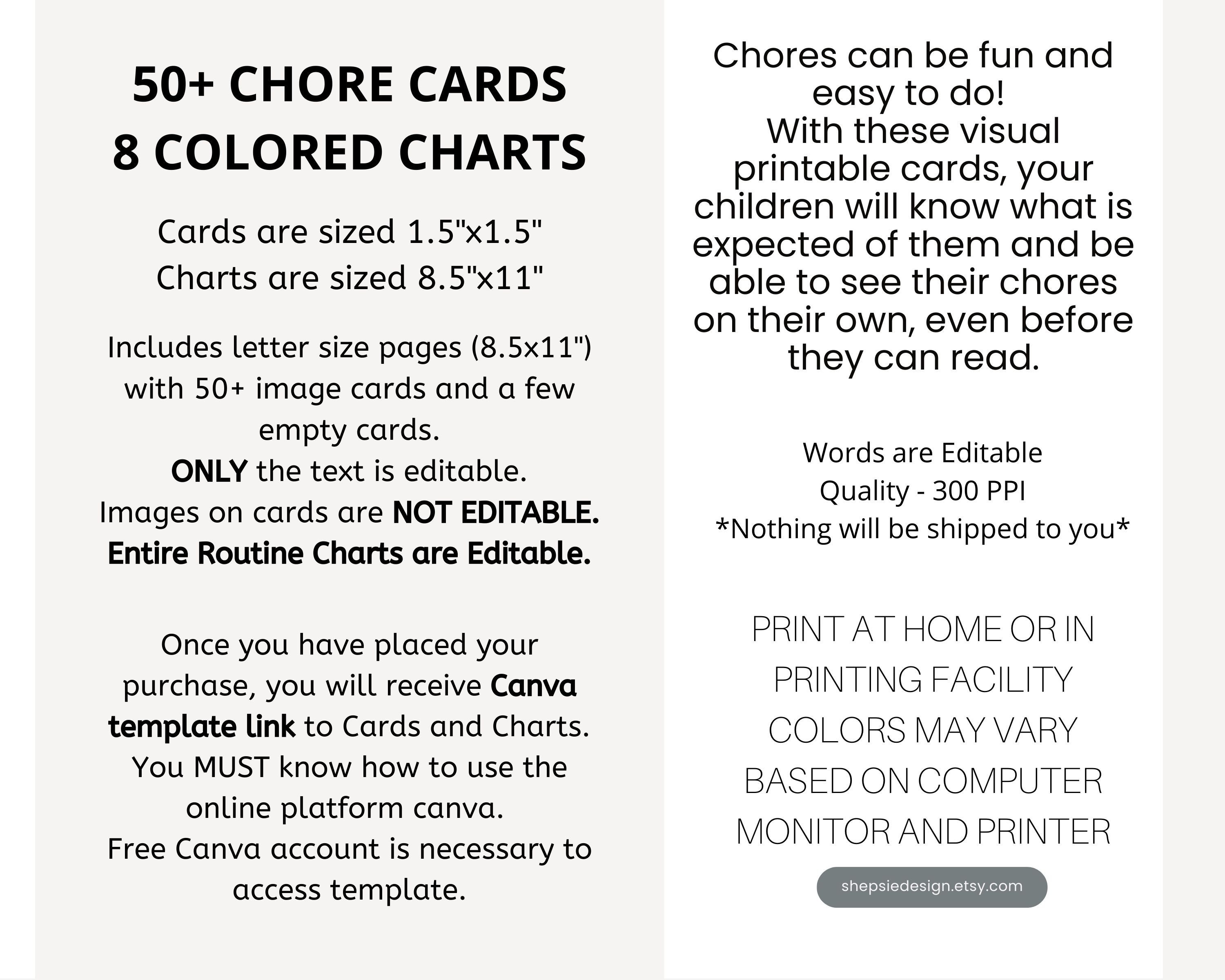 Editable Chore Cards for Toddler, Daily Routine Cards With Pictures ...