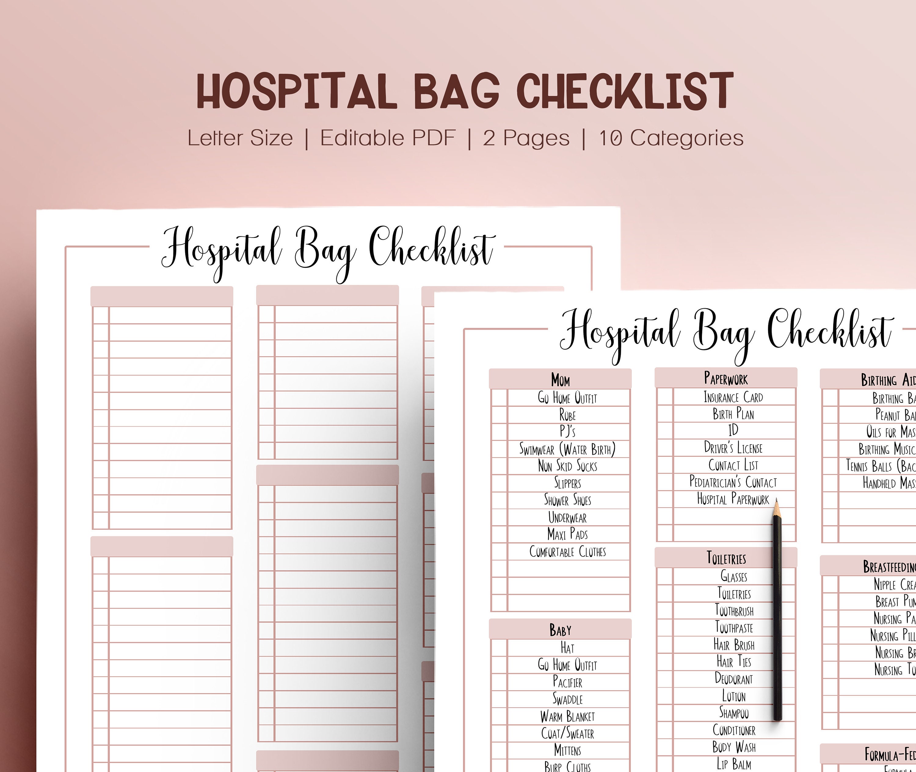 Maternity Hospital Bag List + FREE Printable