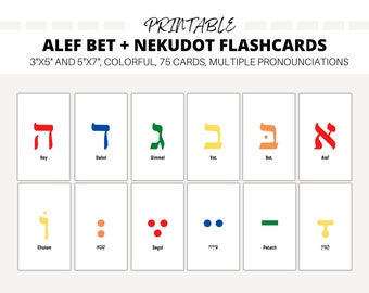 Alef Bet Flash Cards Printable, Hebrew alphabet, jewish cards, aleph bet, alef bet letters,  Hebrew Vowels, Nekudot, learn hebrew