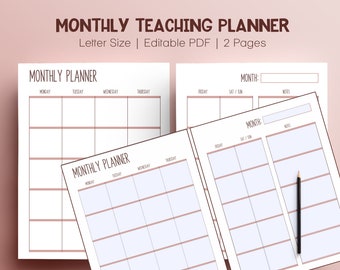 Homeschool Planner Printable, Digital Teacher Planner Undated, Monthly calendar for teachers, Weekly Lesson Plan, 2023 Calendar