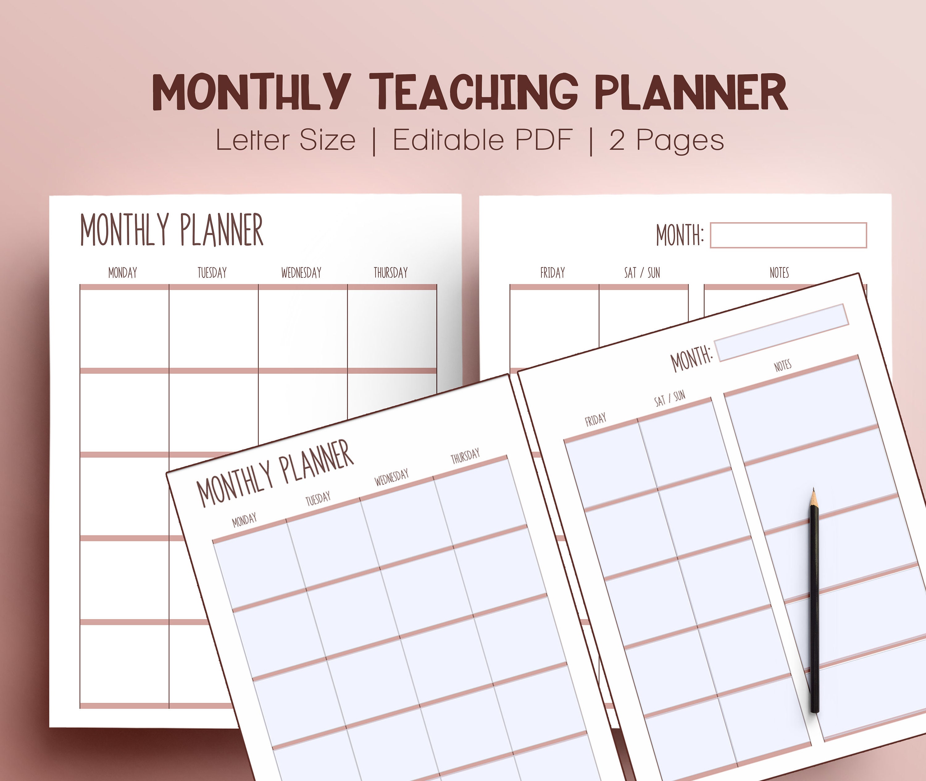 Monthly Teacher Planner For Homeschool Or School Schedule Plan Etsy Monthly Teacher Planner For Homeschool Or School Schedule Plan Etsy