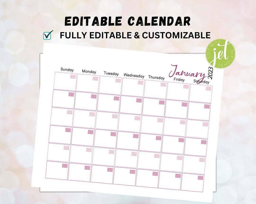 EDITABLE Teacher Calendar Printable Template Menu Planning Etsy