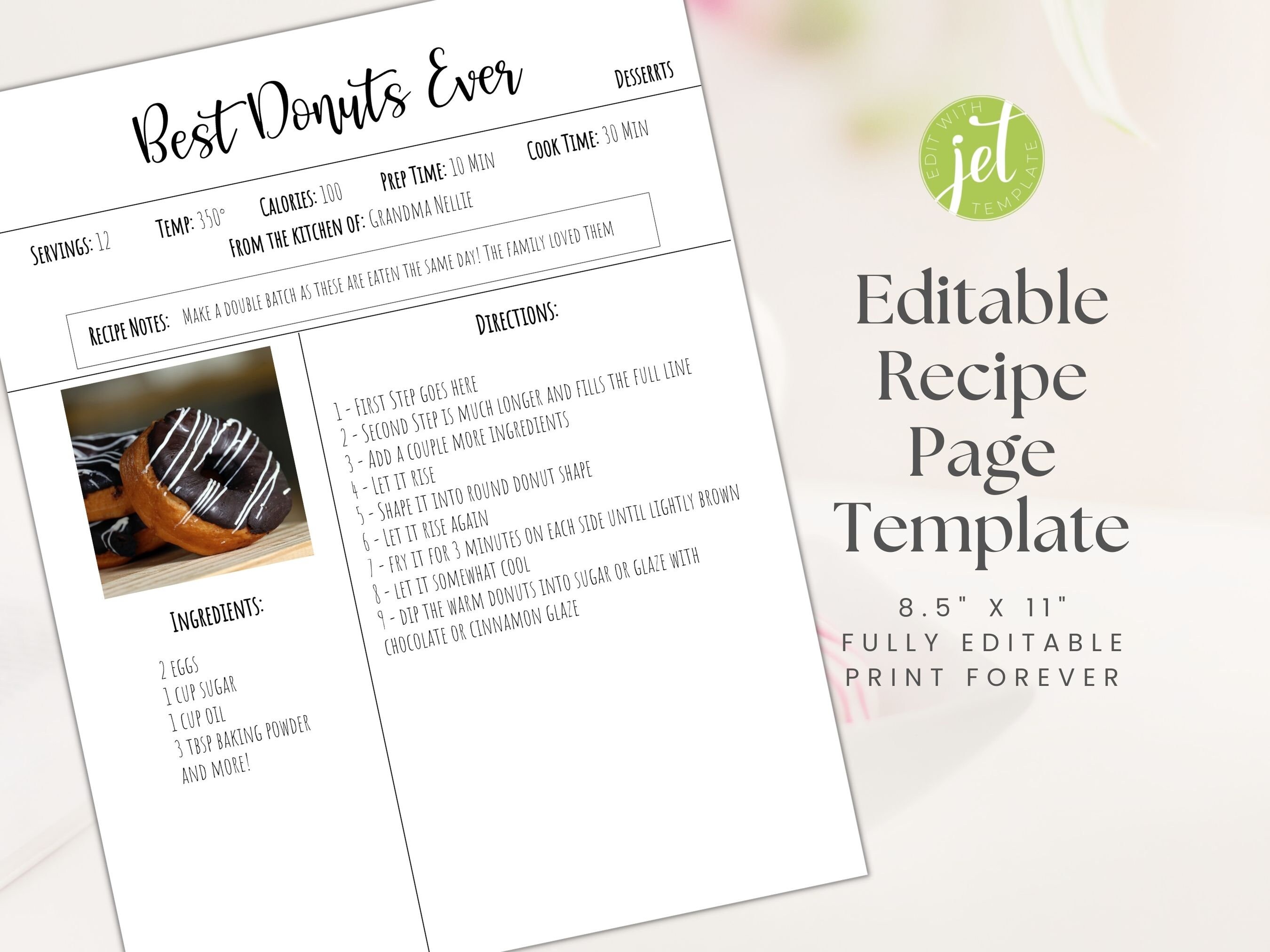 Recipe Template For Binder Printable Editable Family Cookbook Etsy Israel