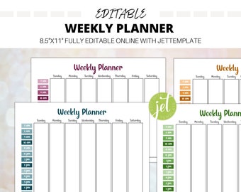 Editable Weekly block calendar, printable daily schedule for toddlers, activity schedule template, block schedule, homeschool planner