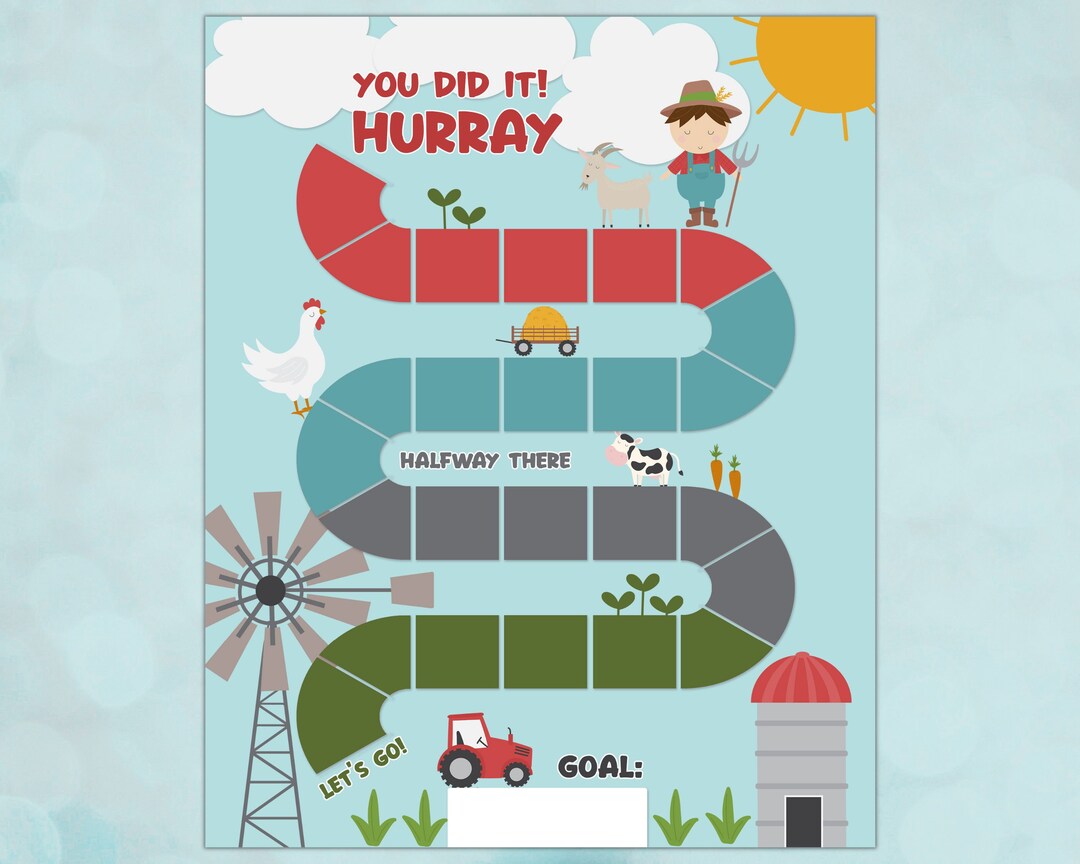 Farm Sticker Chart for Kids, Boy Chore Chart Printable, Behavior Chart ...