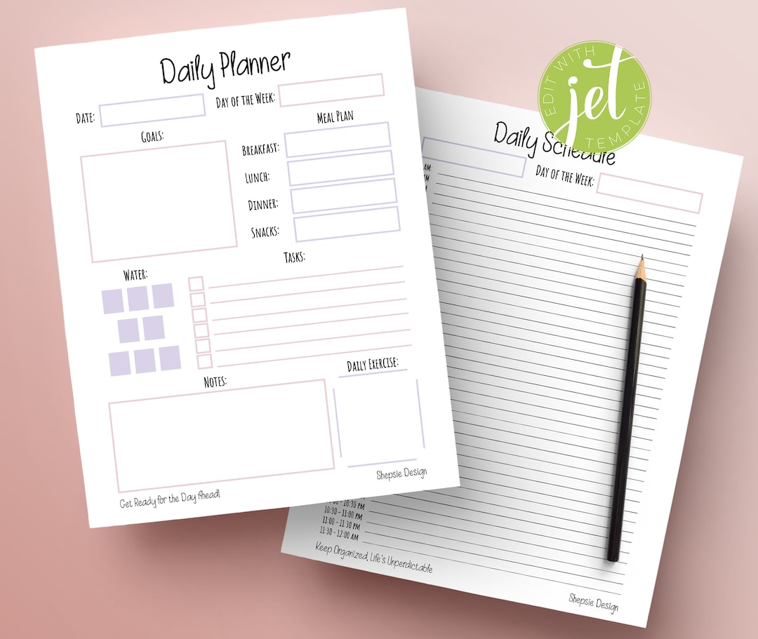 Editable Life Planner, Hourly Planner, Undated Planner, Printable Daily