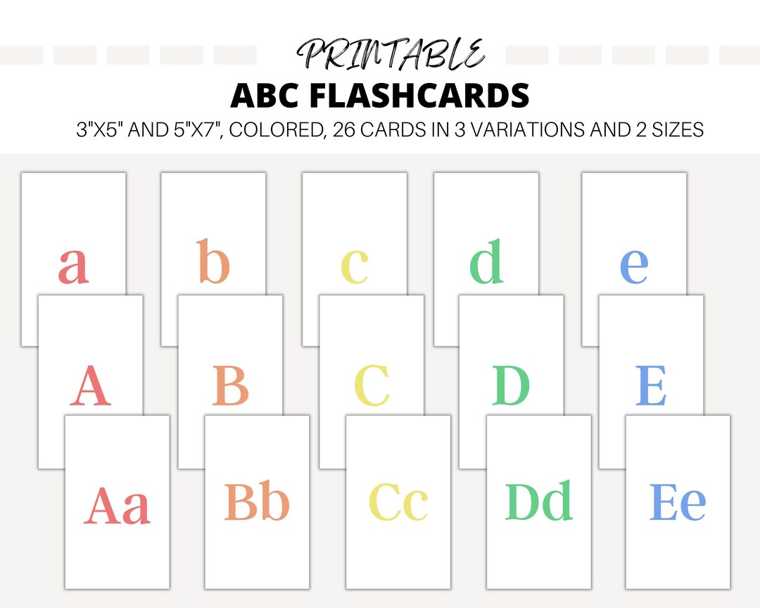 ABC Flashcards Alphabet Flash Cards Educational Cards ABC Etsy