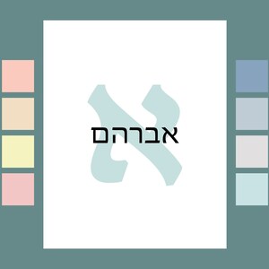 Jewish Baby Boy Gift, Upsherin Gift, Name in Hebrew, Hebrew Name Gift, Hebrew Wall Art, Jewish Baby art, Jewish Kids Gift, Jewish Newborn